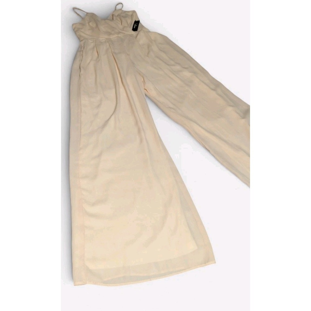 NWT Lulus Call For Me Faux Wrap Wide Leg Jumpsuit Gardenia Cream Size M - Picture 12 of 12